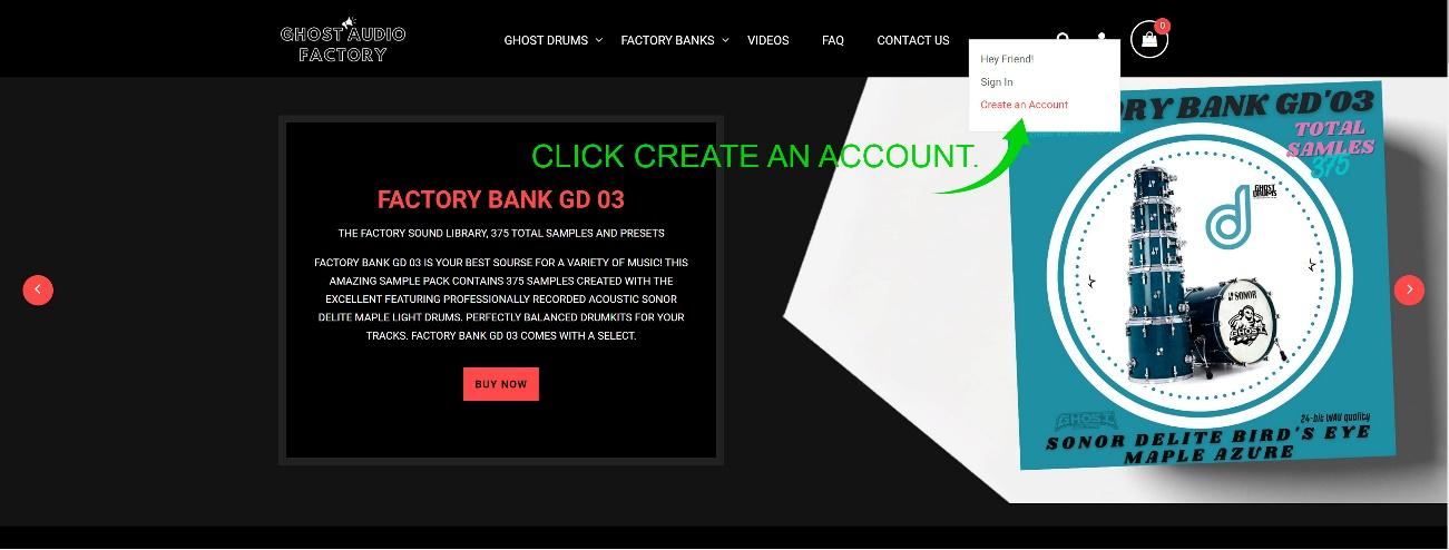 How to create an account Drum Plugin Ghost Drums Create an account